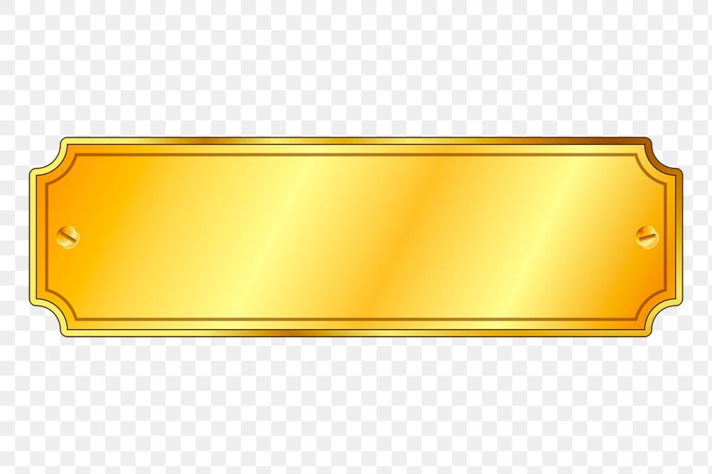 Gold plaque sign png sticker