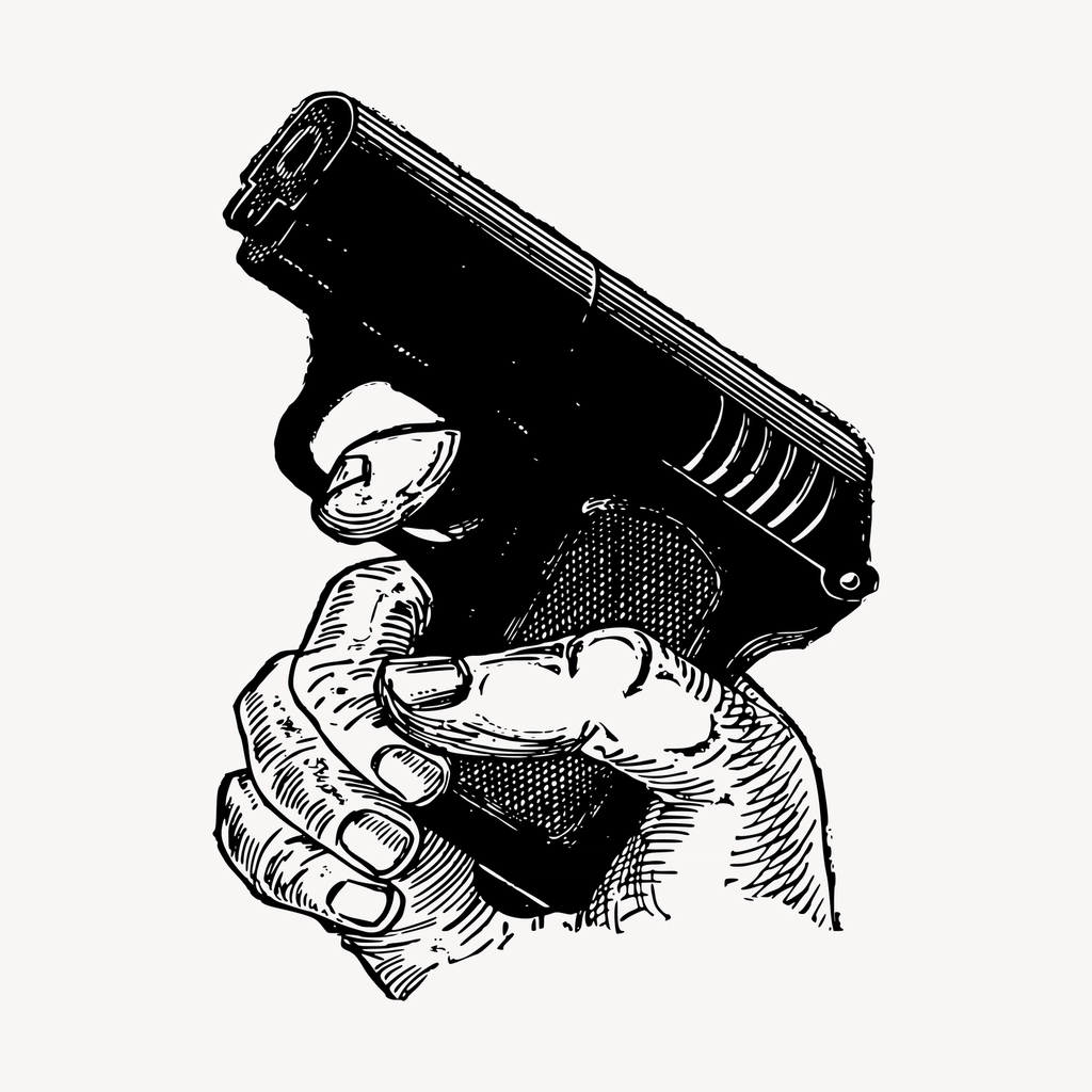 Hand holding gun clipart, vintage