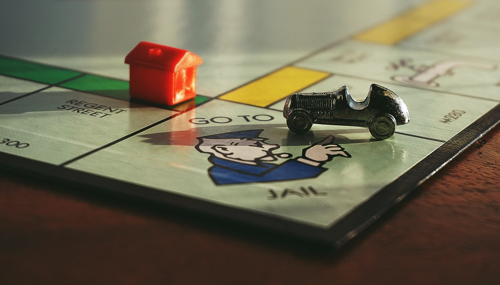 Monopoly board game, go jail