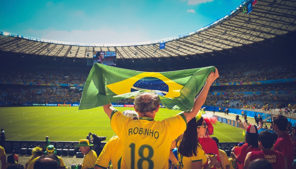 Brazil fan cheering football match